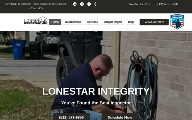 Screenshot of the Lonestar Integrity homepage as it appeared on 2026-10-08, captured at desktop width.