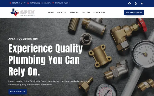 Screenshot of the Apex Plumbing Inc homepage as it appeared on 2026-10-08, captured at desktop width.
