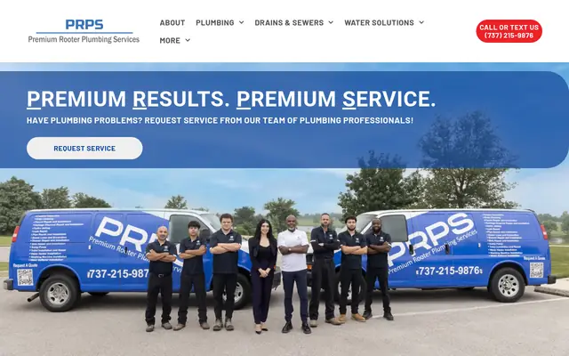 Screenshot of the Premium Rooter Plumbing Services homepage as it appeared on 2026-10-08, captured at desktop width.